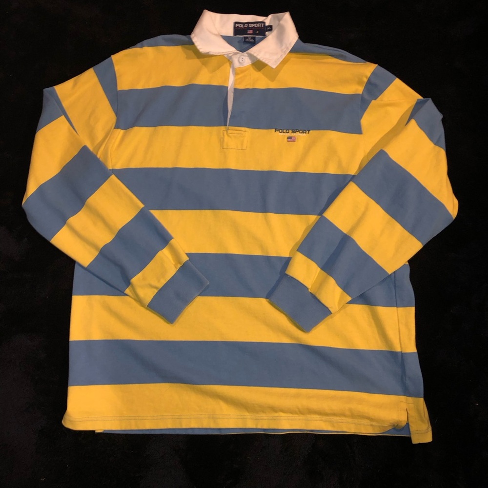 Ralph Lauren Polo Sport Yellow & White Rugby Polo - Picture 2 of 9